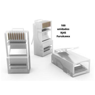Imagem de Kit 100 Conectores Rj45 Macho Furukawa Cat5e Para Cabos