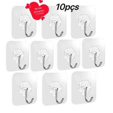 Imagem de kit 10pçs Ganchos Adesivos Parede Multi Funcional Autocolante Casa. - 