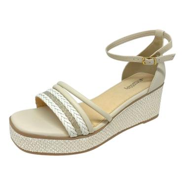 Imagem de Sandália Feminina Anabela Média Tramada Conforto Mississipi