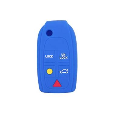 Imagem de SEGADEN Capa Protetora de Silicone Capa Suporte de Pele Jaqueta Compatível com VOLVO 5 Botões Flip Controle Remoto Chave CV4781SEGADEN azul CV4781DB