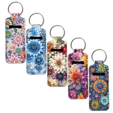 Imagem de gearider Porta-batom Dahlia, 5 peças, porta-batom, manga, bolsa de batom, protetor labial para chaveiros, acessórios de viagem