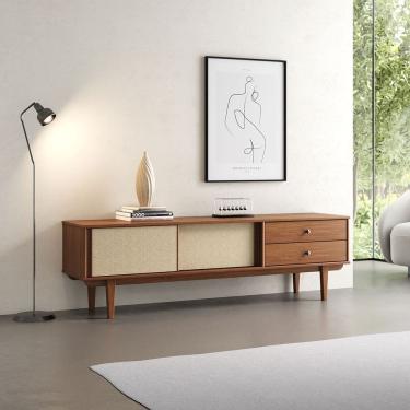 Imagem de Rack Madeira 175 cm Retrô 2 Gavetas Castanho Simona