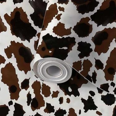 Imagem de Papel de parede descasque e cole pele de vaca padrão sem costura impressão animal esconde manchas marrons branco mamíferos autoadesivo papel de parede papel de parede amigável para locatário papel de