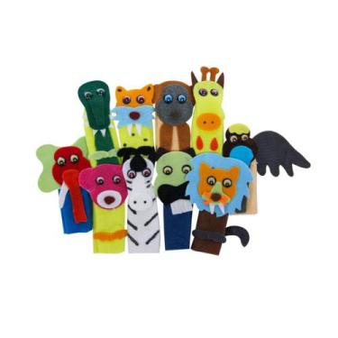 Imagem de Dedoche de Animais Selvagens em Feltro com 10 Personagens - Carlu Brin