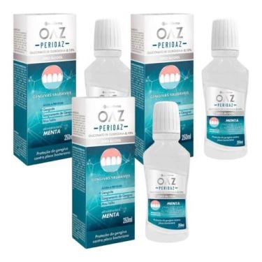 Imagem de Kit Enxaguante Bucal Perioaz Sabor Menta 3 Caixas 250ml Cada - EUROFAR