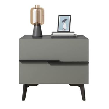 Imagem de Mesa de cabeceira retrô, mesa de cabeceira moderna, armário de armazenamento, mesa lateral com 2 gavetas para sala de estar, quarto, cabeceira, entrada, casa, escritório, banheiro, A-48 x 40 x 44 cm