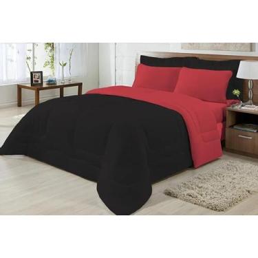 Imagem de Edredom Casal Malha 100% Alg Antialérgico Preto/Vermelho - Nathalia En
