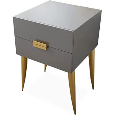 Imagem de Mesa de cabeceira inteligente armário de cabeceira com gavetas branco com 2 madeira, mesa de cabeceira preta, simplicidade cinza moderno, unidade de armazenamento, 40 x 41,5 x 59 cm (preto) (cinza)