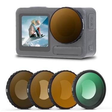 Imagem de Walking Way Conjunto de filtros de lente de câmera ND PL compatível com kit de acessórios DJI Osmo Action 4/5 Pro, pacote com 4 CPL ND8 ND16 ND32, filtros de densidade neutra polarizadora, vidro