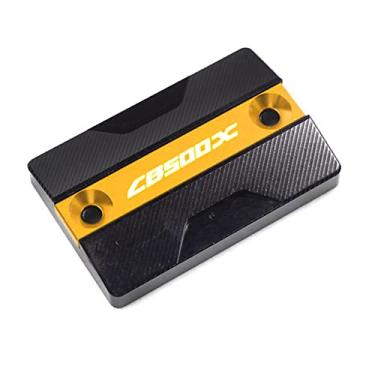 Imagem de Acc-Creativity Tampa do reservatório de fluido de freio dianteiro de alumínio para motocicleta, tampa do reservatório do cilindro mestre compatível com Honda CB400F CB400X CB500X (CB500X, dourado)