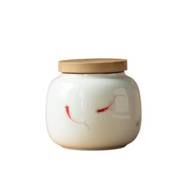 Imagem de Lata de Chá Lata de chá chinesa pintada à mão de porcelana branca, pequena, para armazenamento de chá, café, ervas, açúcar, especiarias e nozes Lata de Chá