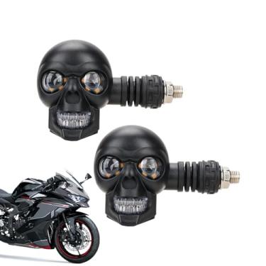 Imagem de Luzes LED Para Motos,Holofotes Com Caveira LED Para Moto 12V | Parafuso 10mm Pisca Indicador De Direção Iluminação Auxiliar Para Scooter Diurna