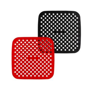 Imagem de Forro Quadrado Air Fryer Protetor Antiaderente 21cm - Clink, Vermelho