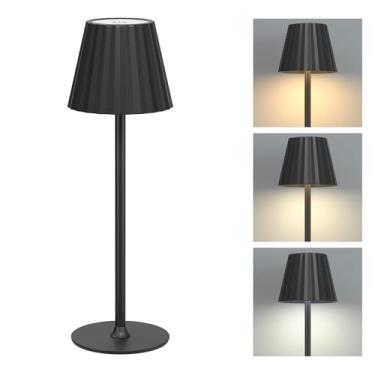 Imagem de Luminária Abajur de Mesa LED Touch Sem Fio Portátil, Recarregável e Dimerizável, 3 Cores de Luz (Quente, Neutra, Fria), Base Antiderrapante – Ideal para Quarto, Escritório e Estudo(A69, Preto)