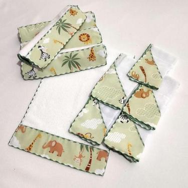Imagem de Kit com 5 Fraldinha de Boca Dupla Camada + 5 Toalhinha de Ombro Bebê 1