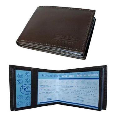 Imagem de Carteira Grande Em Couro Masculina Porta Cheque Notas Cartoes - Kenia 