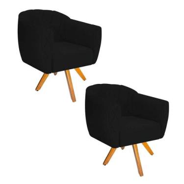 Imagem de Kit 02 Poltrona Cadeira Decorativa  Ludi Base Giratória Sala de Estar 