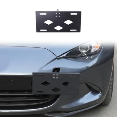 Imagem de Moldura de placa de carro frontal compatível com Mazda MX-5 2016-2025 gancho de reboque para para-choque dianteiro suporte de placa de licença suporte de etiqueta de montagem kit adaptador de montagem