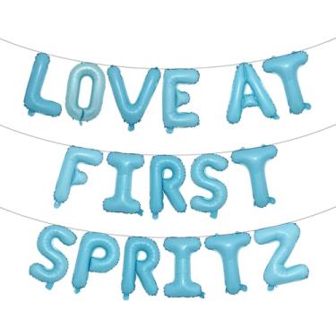 Imagem de Faixa balão Love at First Spritz - Decorações de chá de panela Aperol Spritz para ela, decorações de festa de casamento de despedida de solteira (LOVE AT FIRST SPRITZ azul claro)