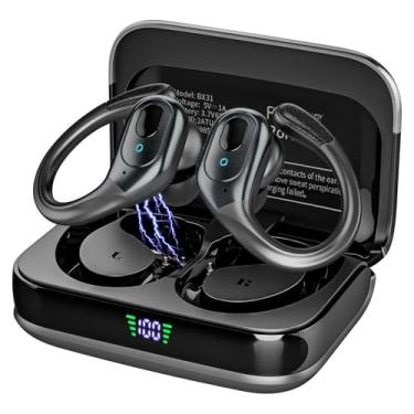 Imagem de Fones de ouvido esportivos sem fio, fones de ouvido estéreo Bluetooth, 75 horas de reprodução, com microfone HD, cancelamento de ruído ENC, tela de LED duplo, à prova d'água IP7