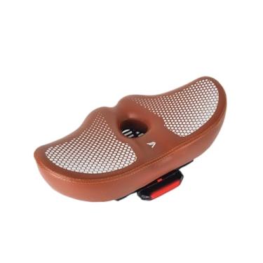Imagem de menolana Assento de bicicleta grande com almofada para bicicleta e lanterna traseira, assento alargado e reforçado para ciclismo, ideal para deslocamento, Marrom