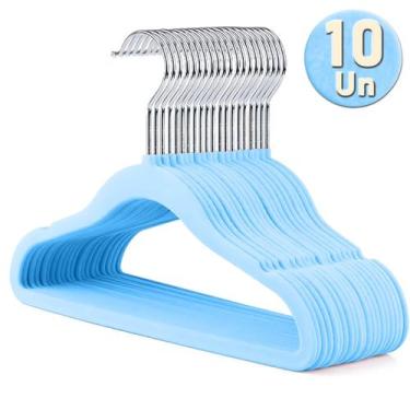Imagem de Cabide Infantil 10Un Antideslizante Veludo Slim Com Gancho Cromado Gir