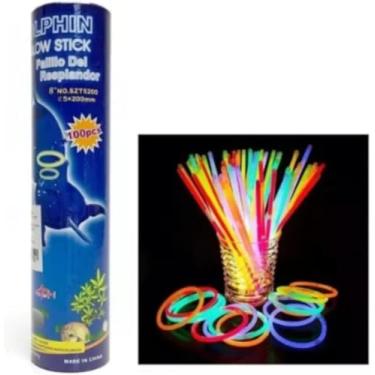 Imagem de Tubo Pulseira Bastão Neon Colorida Para Festa Aniversário Balada Alto Brilho | 100 Unidades