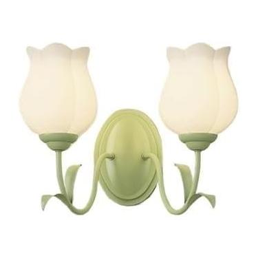 Imagem de Arandela De Parede De Banheiro De 2 Luzes Tulip Milk Glass Flower Lâmpada Dupla Montada Na Parede Luz De Vaidade Sobre Espelho Nordic Modern Green Floral Wall Lamp Para, Flower, 1 light