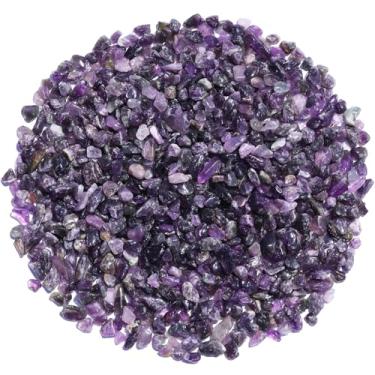 Imagem de QYGL Pedras preciosas polidas – lascas de cristal de ametista natural de 400 g, pedras preciosas caídas para cura, cascalho de aquário de peixes, enchimento de vasos, artesanato DIY, vasos de plantas