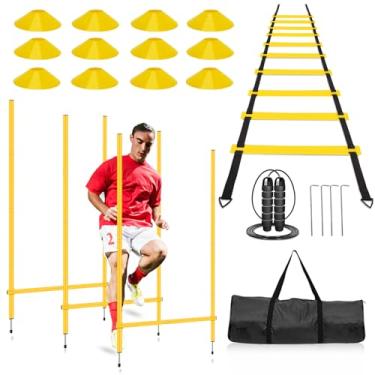 Imagem de YTOPRO Equipamento de treinamento de postes de agilidade - Inclui 6 bastões de agilidade, 6 obstáculos de salto, escada de agilidade, 12 cones de futebol, 1 corda de salto, bastões de treinamento de