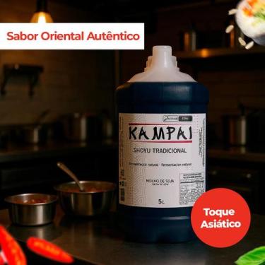Imagem de Molho Shoyu Tradicional Kampai Galão 5 Litros Uso Profissional Ferment