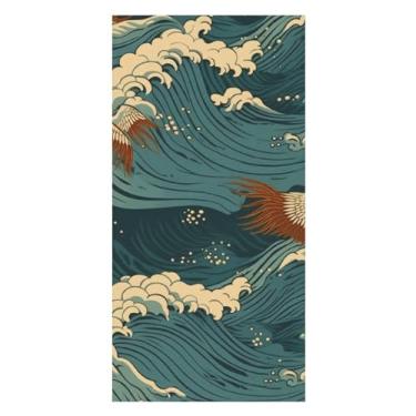 Imagem de LQPMNK Toalha de praia, papel de parede ondulado japonês impresso grande toalha de praia toalha esportiva toalha de praia portátil toalha de férias