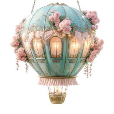 Imagem de Lâmpadas es de Balão de Ar Quente para Exterior - Balão de Ar Quente Luz,Decoração de Janela Pendente Modelo Acrílico para Varanda Jardim Casa Caminho Pátio Área Externa