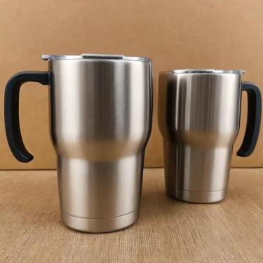 Imagem de Caneca Térmica Parede Dupla em Aço Inox Bege 1000ml com Canudo - Estilo Premium