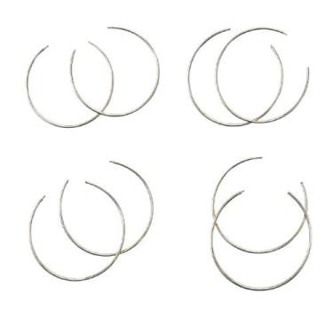 Imagem de Kit 12 Brincos Argolas bijuteria prata redonda 7cm brilhoso - Genérica