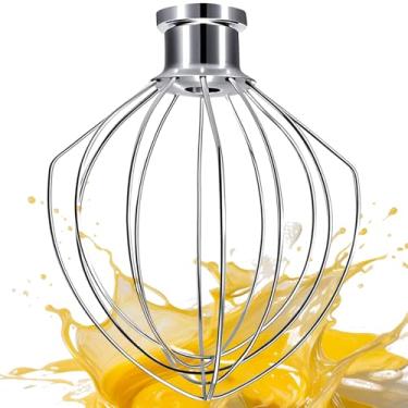 Imagem de NewlyArt Acessório de batedor serve para KitchenAid, chicote de 6 fios para batedeira KitchenAid de 4,5 litros com cabeça inclinada, acessórios e acessórios de auxílio de cozinha K45WW, fios de aço