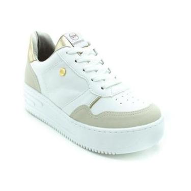 Imagem de Tênis Feminino Via Marte 22-10404 - Branco e Dourado-Feminino