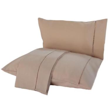 Imagem de Jogo de Cama Casal 3p Lençol sem Elástico + Fronha 100% Algodão Percal