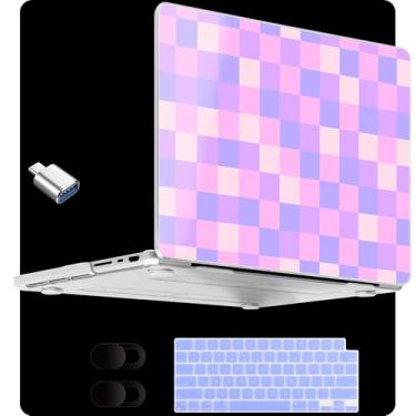 Imagem de MEEgoodo Capa transparente para MacBook Pro de 16 polegadas 2024 2023 2021, capa transparente para modelos A3403/A3186/A2991/A2780/A2485 M3 M2 M1 Pro/Max, padrão quadrado colorido