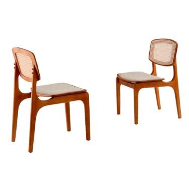 Imagem de Conjunto com 2 cadeiras Malta Premium em Madeira Maciça para Sala de Jantar Moderna Mobília