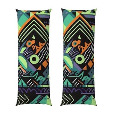 Imagem de Capa de travesseiro corporal com zíper oculto, fronha longa de microfibra macia e respirável para travesseiro corporal, estampa geométrica em estilo graffiti capas de travesseiro para cama de presente