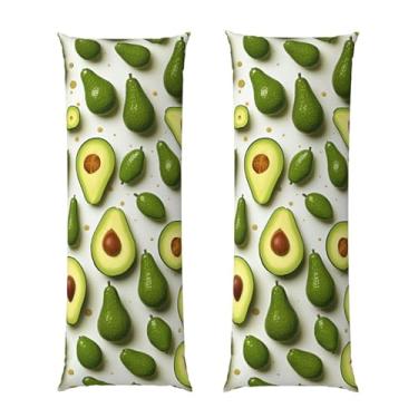 Imagem de Capa de travesseiro corporal com zíper oculto, fronha longa de microfibra macia e respirável para travesseiro corporal, capas de travesseiro de abacate branco e verde para dormir, presente de cama, 50