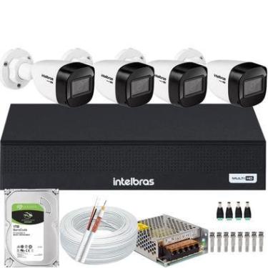 Imagem de Kit Intelbras Cftv, 4 Câmeras 1220 Full Color 1080p + DVR Mhdx 3008c, 8 Canais, HD 1TB