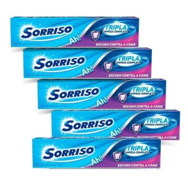 Imagem de Pasta De Dente Sorriso Tripla Limpeza Completa 70G Kit 5