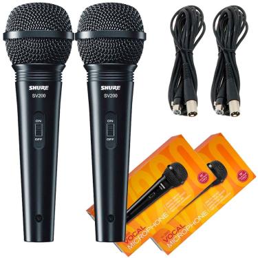 Imagem de Kit C/ 2 Microfones Shure De Mão Com Fio Sv200 Unidirecional