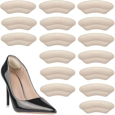 Imagem de Domejo Palmilhas Para Calcanhares Sapatos Frouxos, Almofadas Autoadesivas Grandes Demais, Protetores Macios Bolhas, Dor, Escorregões E Atrito, Ajuste Aprimorado Calçados (Bege, 8 Pares)
