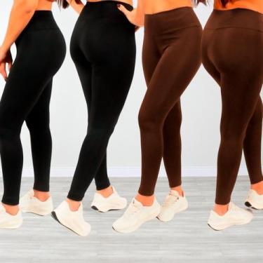 Imagem de Kit 4 Calças Legging Suplex Zero Transparência - Ju Ribeiro Ind, Preto