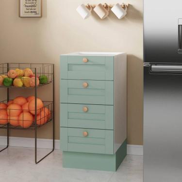 Imagem de Balcão 4 Gavetas 40cm sem Tampo Arizona Cabecasa Madeiramadeira Branco/Menta