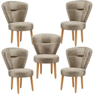 Imagem de Conjunto 5 Cadeiras para Sala de Espera Cozinha Decorativa Tecido Velu