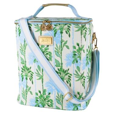 Imagem de Lilly Pulitzer Porta-vinho isolado, bolsa térmica comporta até 4 garrafas de vinho, refrigerador macio com alça ajustável/removível e fecho de zíper duplo (balançando na brisa)